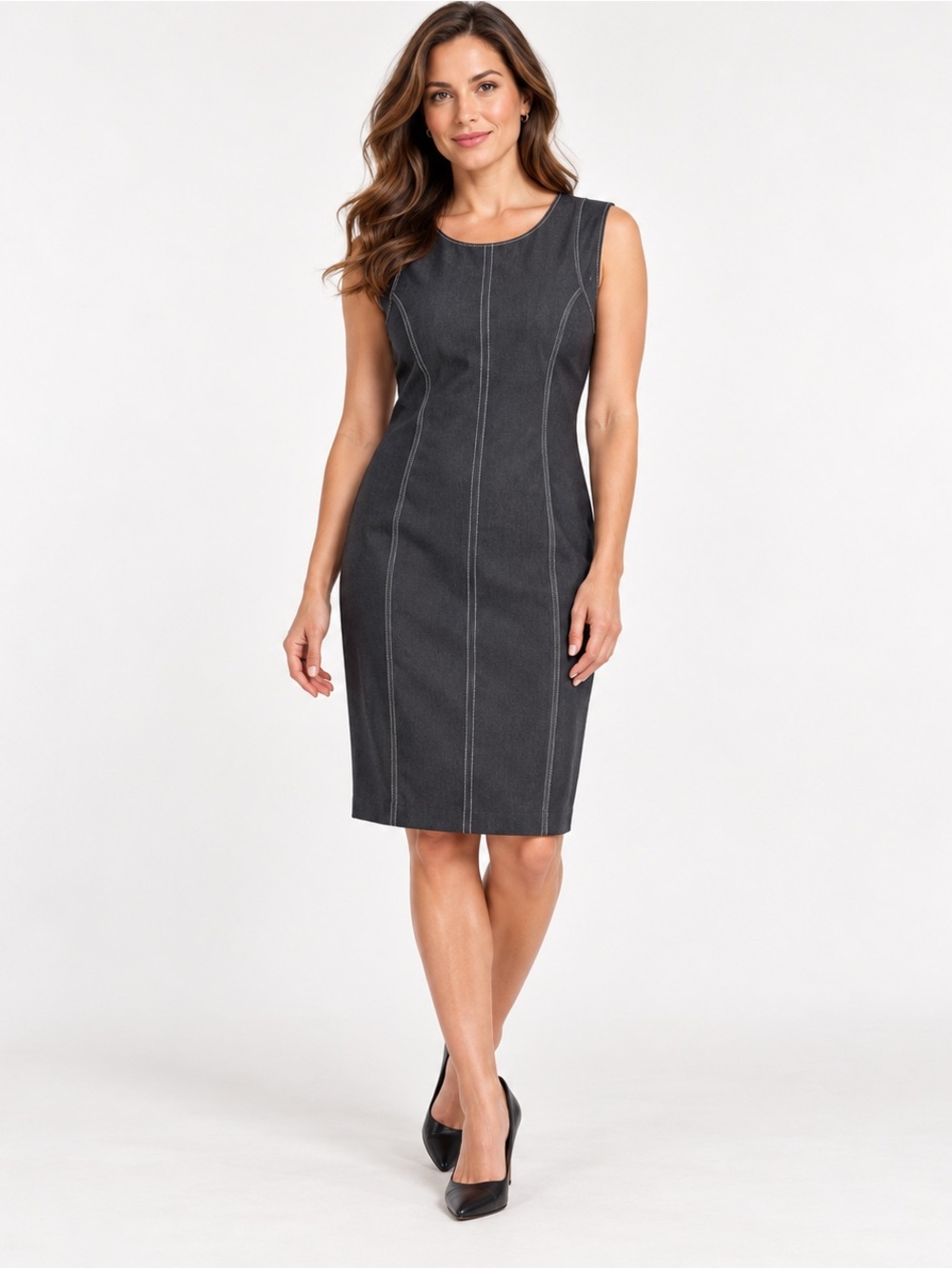 NEW WORTH NEW YORK WOOL BLEND GRAY WHITE STRAIGHT SHEATH SUIT DRESS SZ 14 NWT